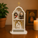 Mini Oratório Sagrada Família, Jesus e Padre Pio 25cm®