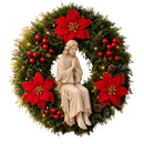 Jesus em Oração com Florais Vermelhos 40cm - Santo Floral®