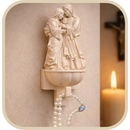 Porta Água Benta Sagrada Família + Terço Perolado®