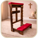 Genuflexório Dobrável em Madeira Maciça Crucifixo Esculpido®