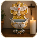 Porta Água Benta Divino Espírito Santo Barroco em Resina®