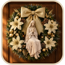 Nossa Senhora em Oração com Florais Dourados 30cm - Santo Floral®