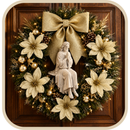 Jesus em Oração com Florais Dourados 30cm - Santo Floral®
