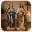 Kit Imagens Sagrado Coração de Jesus e Maria 22cm Barroca - Decoração com Fé®