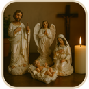 Presépio Sagrada Família Dourado e Branco Perolado 20cm®