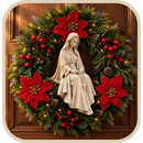 Nossa Senhora com Rosário e Florais Vermelhos 40cm - Santo Floral®