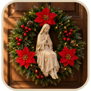 Nossa Senhora em Oração com Florais Vermelhos 40cm - Santo Floral®