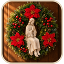 Jesus em Oração com Florais Vermelhos 40cm - Santo Floral®