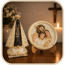 Kit Imagem Nossa Senhora Aparecida 22cm + Adorno Sagrada Família - Decoração com Fé®