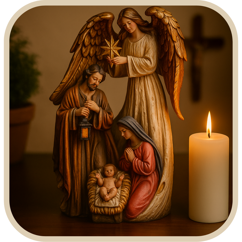 Presépio Sagrada Família e Anjo 30cm®