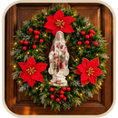 Imaculado Coração de Maria com Florais Vermelhos 40cm - Santo Floral®