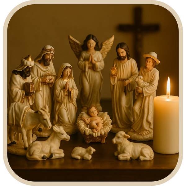 Presépio Sagrado Branco e Dourado 15 Peças®