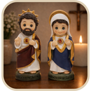 Kit Imagens Sagrado Coração de Jesus e Maria em Resina 10cm - Pequenos Anjos®