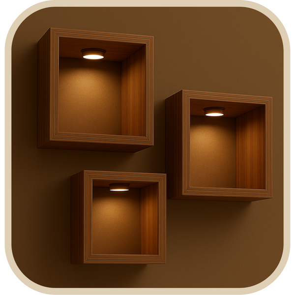 Kit 3 Nichos Marrom com Iluminação (Imagens até 20cm)® – Lar com Fé