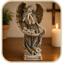 Imagem Anjo da Guarda e Menino Jesus 30cm Marmorizado - Decoração com Fé®