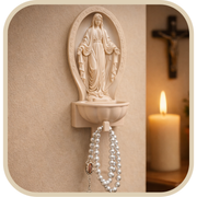 Porta Água Benta Nossa Senhora de Guadalupe + Terço Perolado