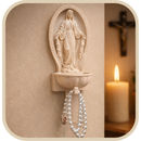 Porta Água Benta Nossa Senhora de Guadalupe + Terço Perolado®