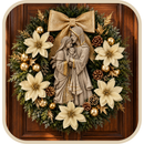 Sagrada Família em Relevo com Florais Dourados 30cm - Santo Floral®