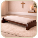 Ajoelhador Madeira Maciça em Suede Bege®