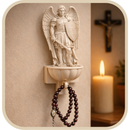 Porta Água Benta São Miguel Arcanjo + Terço Perolado®