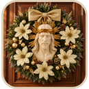 Santa Face de Jesus com Florais Dourados 30cm - Santo Floral®