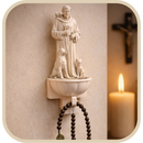 Porta Água Benta São Francisco + Terço Perolado®