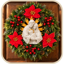Sagrada Família Resplendor com Florais Vermelhos 40cm - Santo Floral®