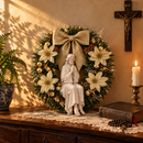 Jesus em Oração com Florais Dourados 30cm - Santo Floral®