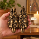 Imagem Jesus Cristo e Virgem Maria Efeito Ouro Envelhecido 15cm - Borda Santa ®