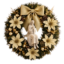 Jesus em Oração com Florais Dourados 30cm - Santo Floral®