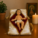 Imagem Menino Jesus na Manjedoura 15cm + Almofada - Decoração com Fé®