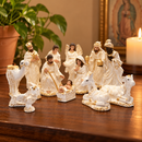 Presépio Completo 14 Peças Branco Perolado e Dourado®
