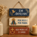 Placa Decorativa Lar Abençoado por Deus e Maria®