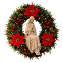 Nossa Senhora em Oração com Florais Vermelhos 40cm - Santo Floral®