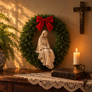 Nossa Senhora com Rosário e Laço Vermelho 33cm - Santo Floral®