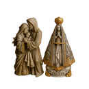 Kit Imagens Sagrada Família e Nossa Senhora Aparecida Marmorizada 25cm®