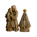 Kit Imagens Sagrada Família e Nossa Senhora Aparecida Marmorizada 30cm®